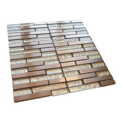 Stainless Steel and Bronze Luxury Diamond Glass Mosaic Tile Collection - Home Accessories & Decor
