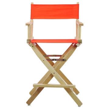 24" Director's Chair With Natural Frame, Orange Canvas