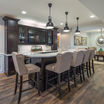 Neutral Rustic Transitional Basement