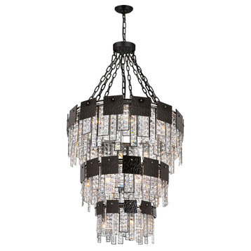 Glacier 24 Light Down Chandelier With Polished Nickel Finish