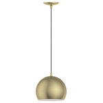 Livex Lighting - Livex Lighting 1 Light Antique Brass Pendant - The clean and crisp Piedmont 1-light globe pendant makes a contemporary statement with the smooth curve of its antique brass finish shade.