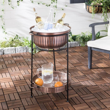 Safavieh Outdoor Naka Beverage Tub WithStand Antique Copper/Black