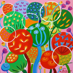 Blowing Bubbles, 16 x 16 in - Paintings