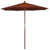 7.5' Square Push Lift Wood Umbrella, Terracotta Olefin