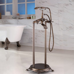 Antique Floor Standing Tub Faucet with Hand Shower - antique brass Finish 9106 - Tub And Shower Faucet Sets