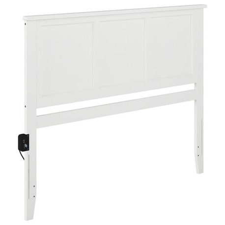 Leo & Lacey Traditional Solid Hardwood Queen Panel Headboard in White