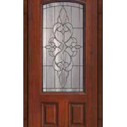 Single Door 80 Fiberglass Courtlandt 2 Panel Arch Lite Glass - Front Doors