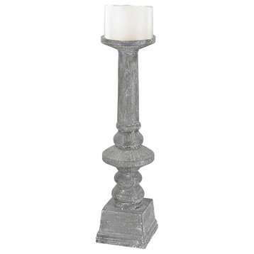Floor Standing Gray Washed Candle Holder, Medium