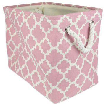 DII Rectangle Modern Polyester Lattice Small Storage Bin in Rose Pink