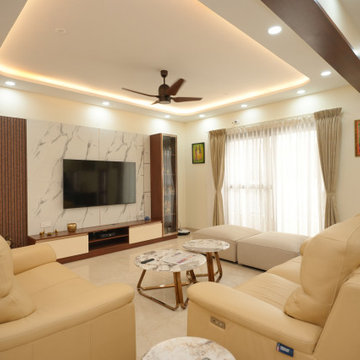 Living Room Design at Nambiar Bellezea in Bangalore | Homzinterio