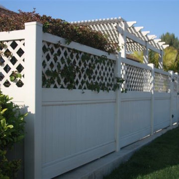 Residential Semi-Privacy Vinyl Fence w/ Lattice, Patio Cover & Gate