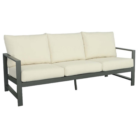 Edgewater Outdoor Sofa- Frame & Cushions, Gray/Beige