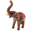 Vintage Sari Fabric Covered Paper Mache Elephant Sculpture 28 in. Tall