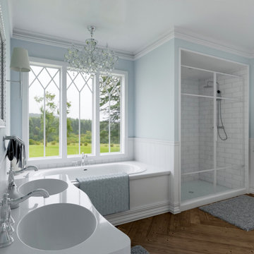 75 French Country Bathroom with Blue Walls Ideas You'll Love - April ...