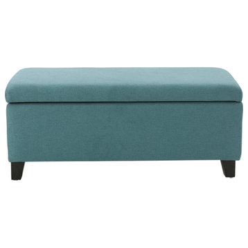 GDF Studio Breanna Contemporary Storage Ottoman, Dark Teal Fabric