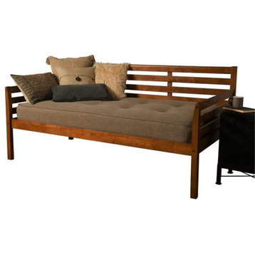 Kodiak Furniture Boho Daybed in Barbados Brown Finish with Linen Stone Mattress