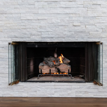 Stacked Marble Stone Fireplace