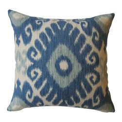 KH Window Fashions, Inc. - Ikat Decorative Pillow, Shades of Blue/Ivory, Without Insert - Decorative Pillows