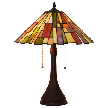 16"W Mission style Stained Glass Tiffany Style Table Desk Lamp, Zinc Base!
