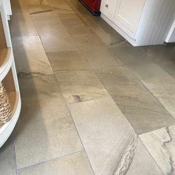 Smooth Kerridge Sandstone Tiled Kitchen Floor Renovated in Rawtenstall