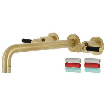 Two-Handle Wall Mount Tub Faucet, Brushed Brass
