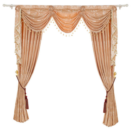 Luxurious Window Curtain, Creamy Touch, 54"x84", 2 Panels With Valance