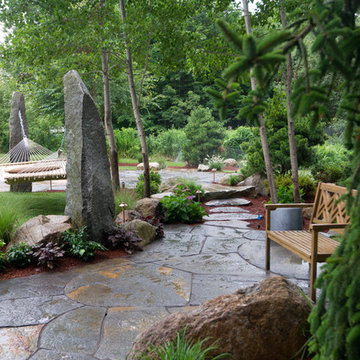 Rustic Fieldstone Patio Oasis
