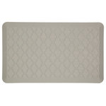 Mohawk - Classic Lattice Dri- Pro Comfort Mat, Gray, 1'6x2'6 - The smart design of this kitchen mat offers welcomed relief for foot, leg and back pain as a result of prolonged standing on hard surfaces.  Packed with a resilient dri-pro cushion core, this mats anti-fatigue technology will add soothing comfort to your cooking routine.  Perfect for anywhere prone to life's little messes, the polyester face is stain resistant and easily cleaned with a damp cloth and mild detergent.  Featuring a timeless lattice inspired design in cool classic gray, this mat will add both beauty and brilliant design to your kitchen.