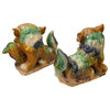 Chinese Color Glaze Ceramic Fu Dog Figure Hvs525, 2-Piece Set