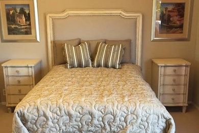 Inspiration for a mid-sized timeless guest carpeted and gray floor bedroom remodel in San Francisco with beige walls