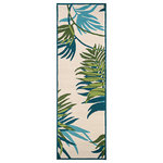 Couristan Inc - Couristan Covington Jungle Leaves Indoor/Outdoor Area Rug, 2'6"x8'6" Runner - Designed with today's busy households in mind, the Covington Collection showcases versatile floor fashions with impressive performance features that add to their everyday appeal. Because they are made of the finest 100% fiber-enhanced Courtron polypropylene, Covington area rugs are water resistant and can be used in a multitude of spaces, including covered outdoor patios, porches, mudrooms, kitchens, entryways and much, much more. Treated to prevent the growth of mold and mildew, these multi-purpose area rugs are exceptionally easy to clean and are even considered pet-friendly. An ideal decor choice for families with young children, or those who frequently entertain, they will retain their rich splendor and stand the test of time despite wear and tear of heavy foot traffic, humidity conditions and various other elements. Featuring a unique hand-hooked construction, these beautifully detailed area rugs also have the distinctive aesthetic of an artisan-crafted product. A broad range of motifs, from nature-inspired florals to contemporary geometric shapes, provide the ultimate decorating flexibility.
