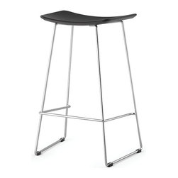 innie Chrome Stool With Black Italian Leather Seat by Glid Studio - Bar Stools And Counter Stools