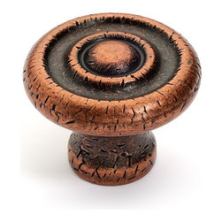 Dynasty Hardware - Bullseye Cabinet Knob Distressed Antique Copper - Cabinet And Drawer Knobs
