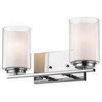 Z-Lite - Willow 2 Light Bathroom Vanity Light, Chrome - Clean, graceful lines of the arms + glass shades define the Willow family. Chrome fixtures and inner matte opal with clear outer glass shades create clean and unique designs.