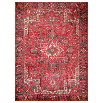 9'7''x13'5'' Hand Knotted Wool Heriz Oriental Area Rug Red, Charcoal