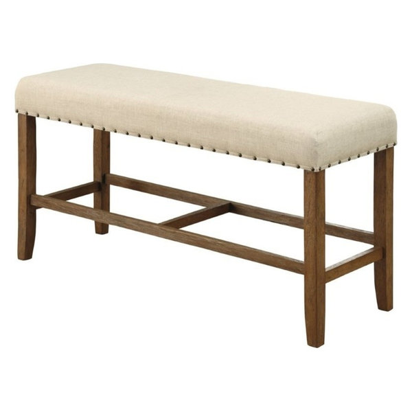 Furniture of America Sinuata Counter Height Dining Bench in Beige