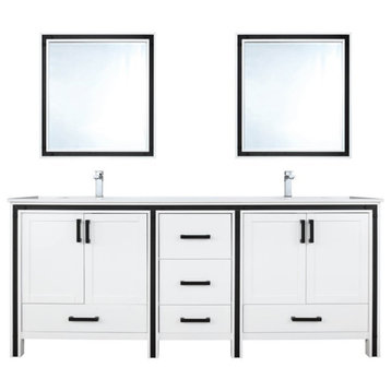 Lexora Home Ziva 72" Cultured Marble Top Double Vanity in White