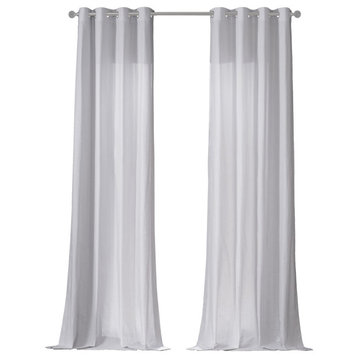 Dune Textured Solid Cotton Grommet Curtain Pair, Prime White, 50"wx108"l