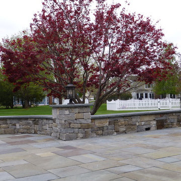 Bluestone Patio with Granite Cobblestone walls