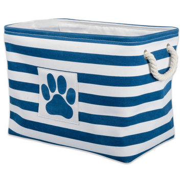 DII Polyester Pet Bin Stripe With Paw Patch Navy Rectangle Small