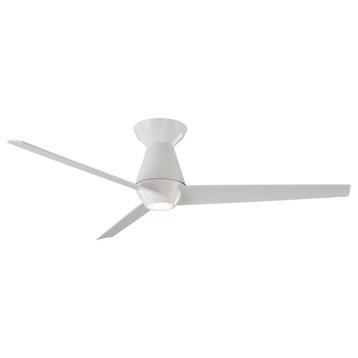 Slim 3-Blade Flush Mount Ceiling Fan, Matte White