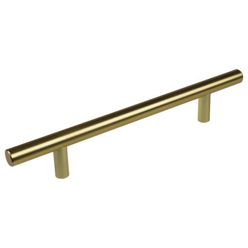 5" Screw Center Solid Steel Bar Pull, Set of 10, Satin Gold