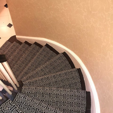 Black and White Geometric on Three Spiral Staircases