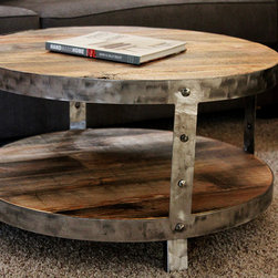 Round Coffee Table, Industrial, Reclaimed - Coffee Tables