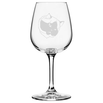 Himalayan, Face Cat Themed Etched All Purpose 12.75oz. Libbey Wine Glass