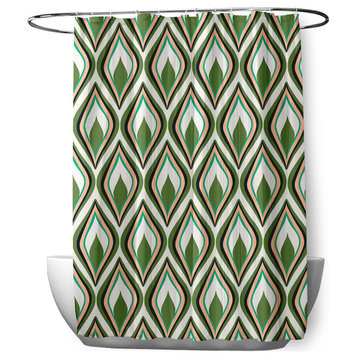70"Wx73"L Feathers Shower Curtain, Scallion