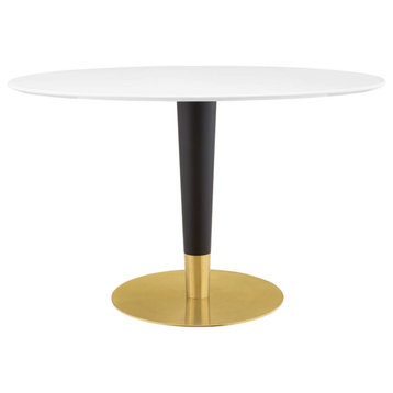 Zinque 48" Oval Dining Table, Gold White