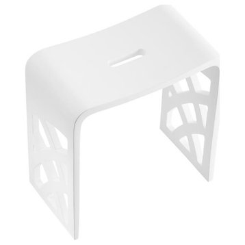 17 in. Pure Acrylic Stone Bathroom Shower Bench in Matte White
