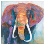 DDCG - "African Elephant" Canvas Wall Art, 30"x30" - Wild and beautiful, the African Elephant 30x30 Camvas Wall Art showcases one of Africa's most intelligent creatures. This piece comes on premium gallery wrapped canvas with durable constructuion and finished backing, making it easy simple and easy to hang in your home. The remarkable quality and  colorful design make this piece an ecclectic addition to your living room.