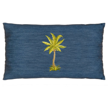 Linum Home Textiles Colton Denim Decorative Pillow Cover, Denim Blue, Lumbar